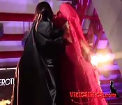 Sexy strippers fuck on stage for fun